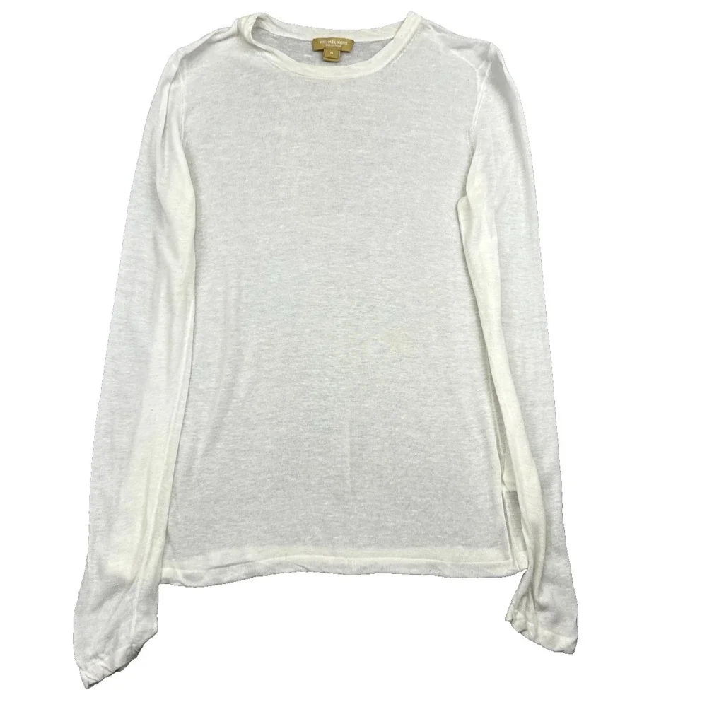 Michael Kors Collection Shirt Womens Medium White Viscose Knit Everyday Wear - Picture 1 of 10